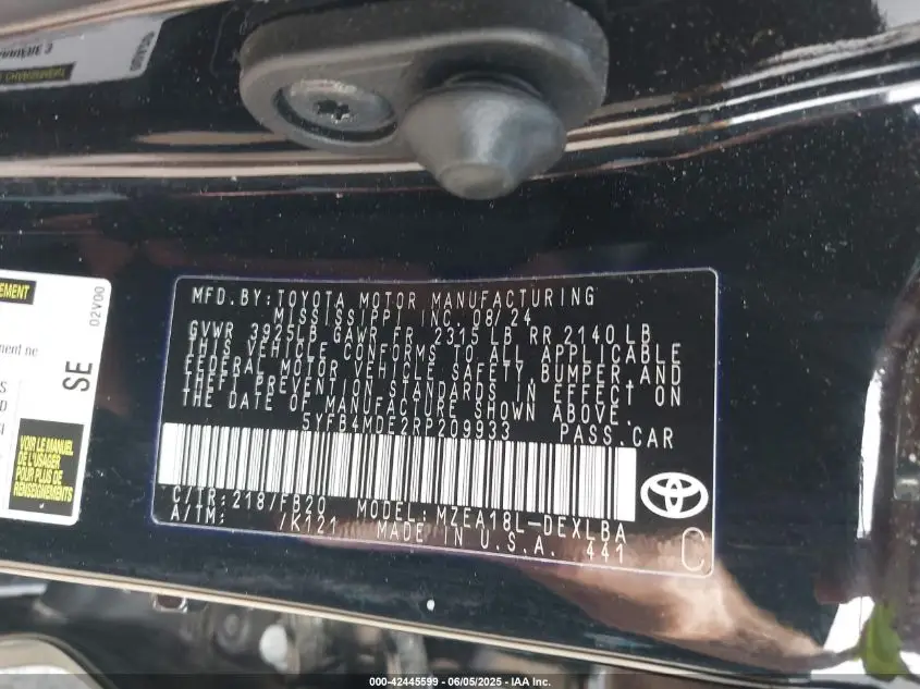 TOYOTA COROLLA 2024 BLACK Photo 16