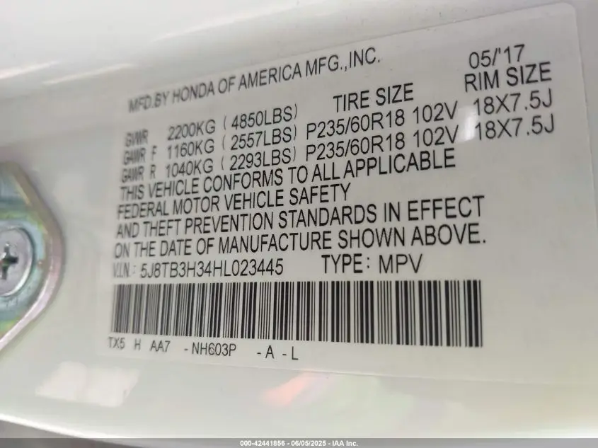 ACURA RDX 2017 WHITE Photo 16