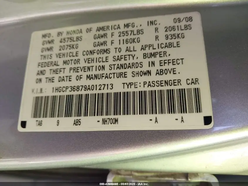 HONDA ACCORD 2009 SILVER Photo 11