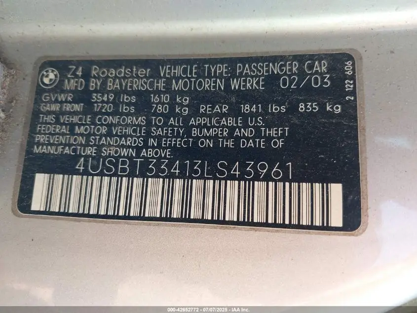 BMW Z4 2003 SILVER Photo 12